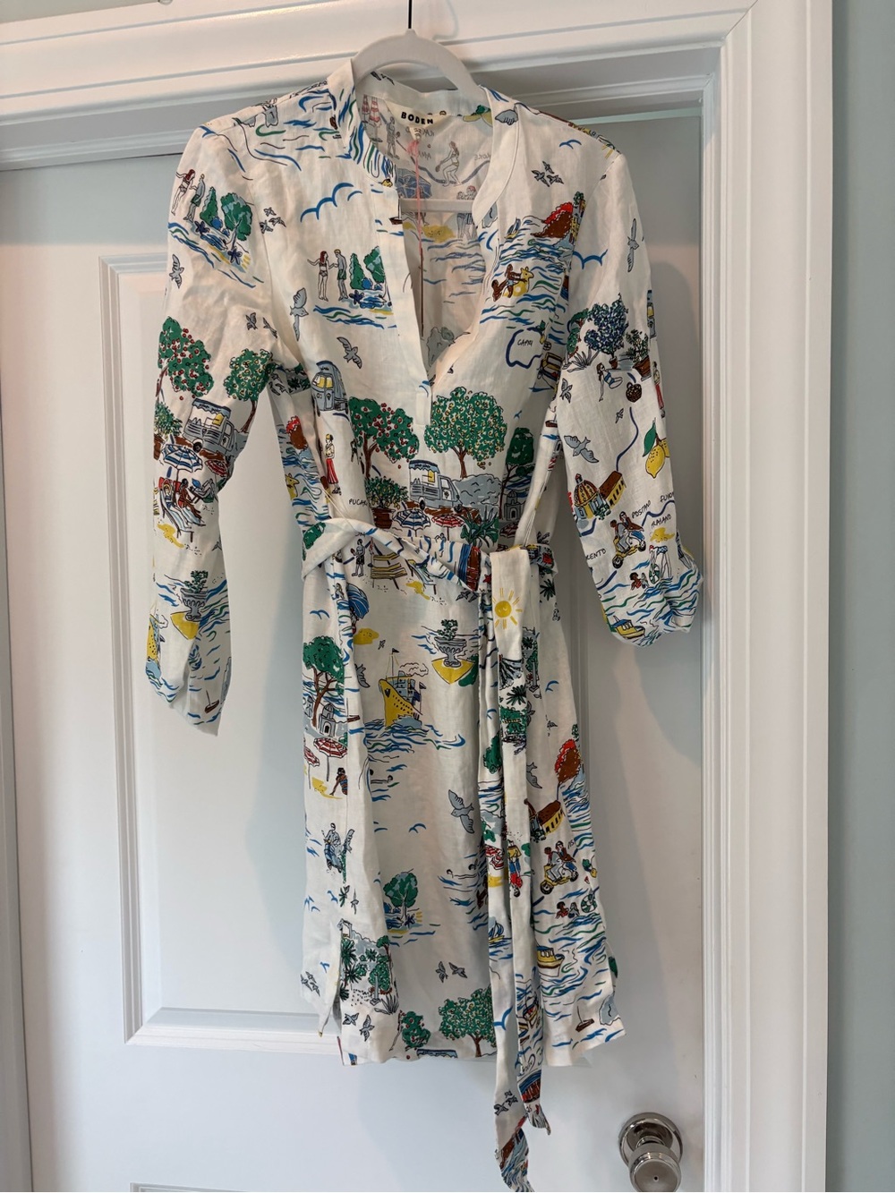 Boden linen dress NWT US 8 Cleo linen Amalfi Italy print - Picture 9 of 9